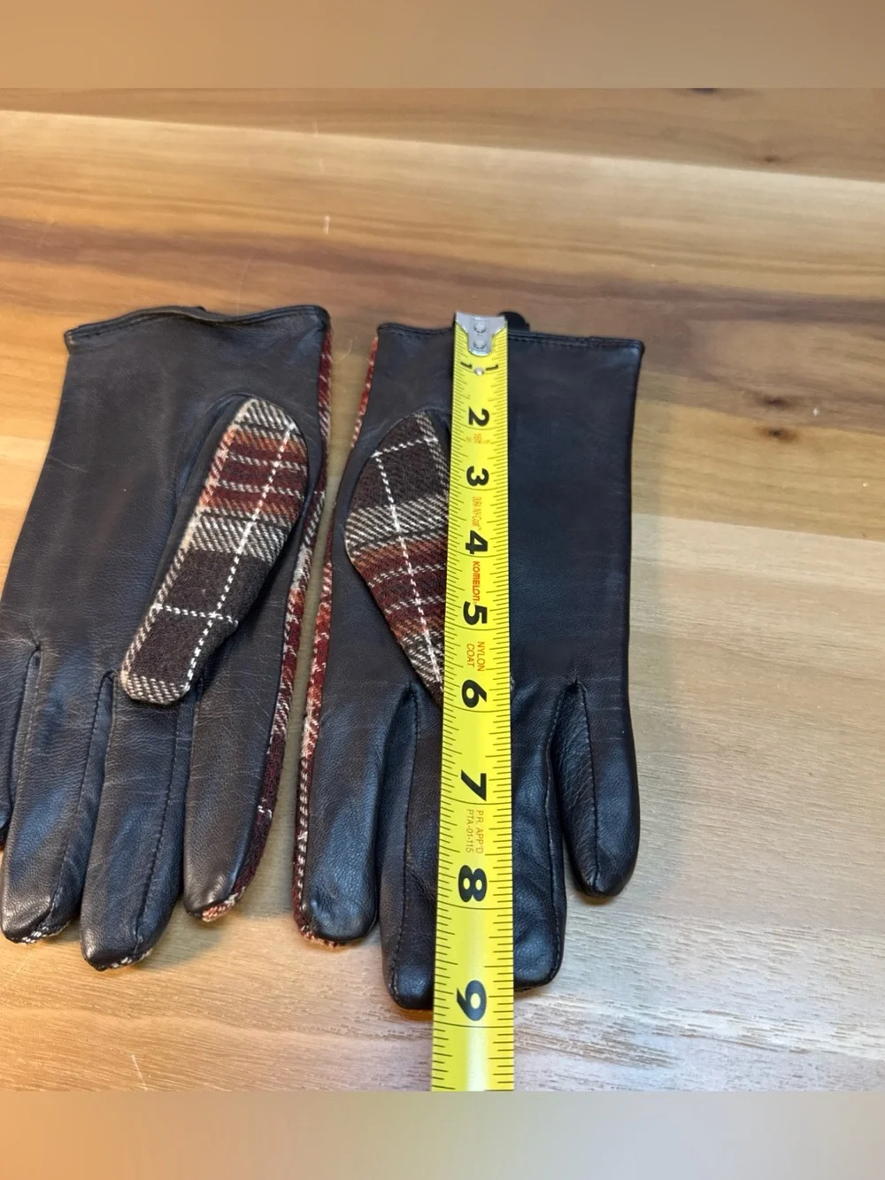 Women’s Genuine Leather & Fabric Gloves Sz M Brown Plaid Lined Driving Classic
